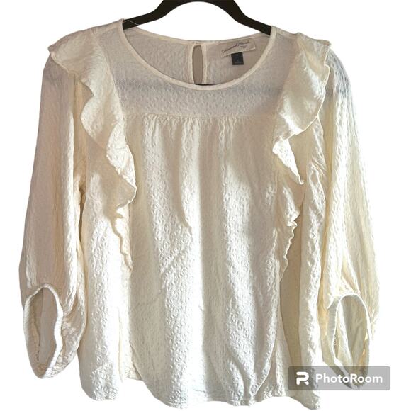 Universal Thread boho ruffle cream blouse Size small - Picture 1 of 6